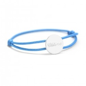 Bracelet cordon personnalisé - médaille ronde - Argent