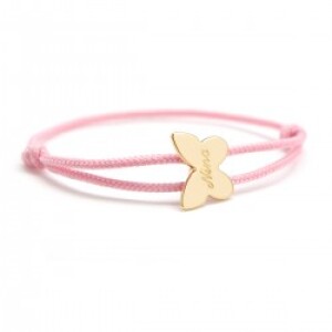 Bracelet enfant cordon personnalisé - papillon - Plaqué or
