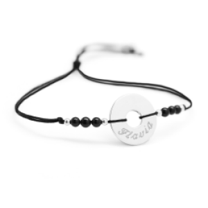 Bracelet personnalisé rainbow mini jeton - noir - Argent