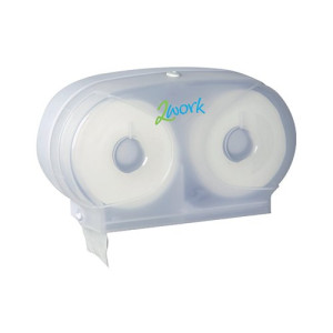 2Work Micro Twin Toilet Roll Dispenser White 2W06438