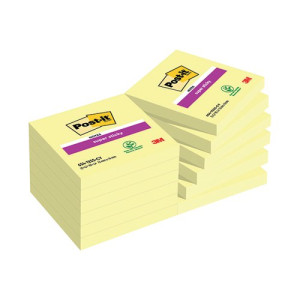 Post-it Super Sticky Note 76x76mm 90 Sheets Canary Yellow (Pack of 12) 654-12SS-CY