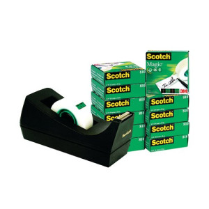 Scotch Magic Tape 810 19mmx33m (Pack of 12) with Free Dispenser SM12