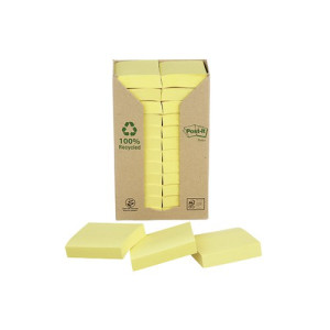 Post-it Recycled Notes 38x51mm 100 Sheets Canary Yellow (Pack of 24) 653-1T