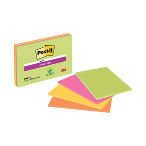 Post-it Super Sticky Meeting 200x149mm Neon Ast (Pack of 4) 6845-SSP