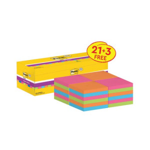 Post-it Super Sticky 76x76mm Assorted (Pack of 24) 654-SS-VP24COL-EU