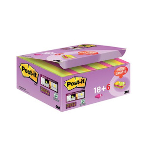 Post-it Super Sticky 47.6x 47.6mm Assorted (Pack of 24) 622- P24SSCOL