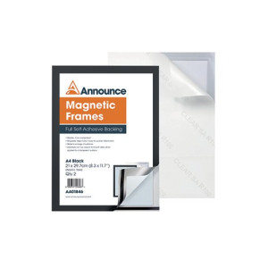 Announce Magnetic Frame A4 Black (Pack of 2) AA01846
