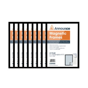 Announce Magnetic Frame A4 Black (Pack of 10) AA01848