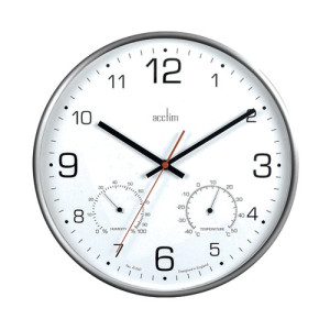 Acctim Komfort 30.5cm Metal Thermo Hygro Wall Clock 29147