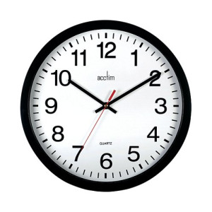 Acctim Controller Silent Sweep Wall Clock 368mm Black 93/704B
