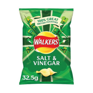 Walkers Salt and Vinegar Crisps 32.5g (Pack of 32) 121795
