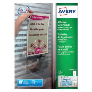 Avery Adhesive Sign Pockets A4 Transparent (Pack of 10) L7083-10