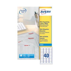 Avery Inkj Mini Label 45.7x25.4mm 40 Per Sheet (Pack of 1000) J8654-25