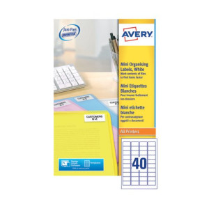 Avery Laser Mini Labels 45.7 x 25.4mm White (Pack of 1000) L7654-25