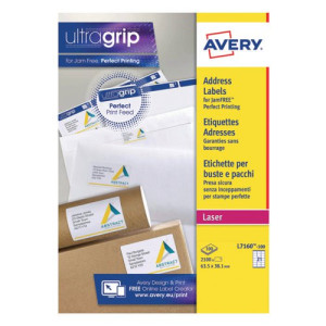 Avery Ultragrip Laser Label 63.5x38.1mm White (Pack of 2100) L7160-100