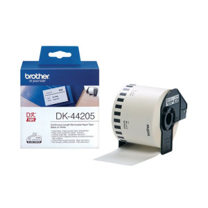 Brother Continuous Paper Label Roll with Removable Adhesive 62mm x 30.48m Black on White DK44205