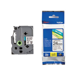 Brother P-Touch TZe Laminated Tape Cassette 24mm x 8m Black on White Tape TZE-S251
