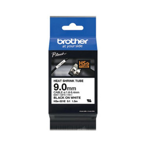 Brother HSe Heat Shrink Tube Tape Cassette 9.0mmx 1.5m Black on White HSE221E