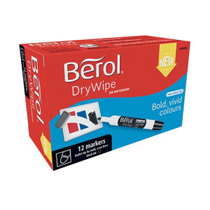 Berol Drywipe Marker Bullet Tip Black (Pack of 12) 1984866