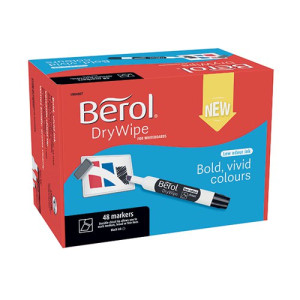 Berol Drywipe Marker Chisel Tip Black (Pack of 48) 1984887