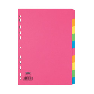 Elba 10-Part Manilla Bright Dividers 160gsm A4 Assorted 400008300