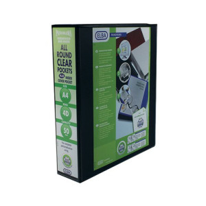 Elba Panorama 50mm 4 D-Ring Presentation Binder A4 Black (4 Pack) 400008430