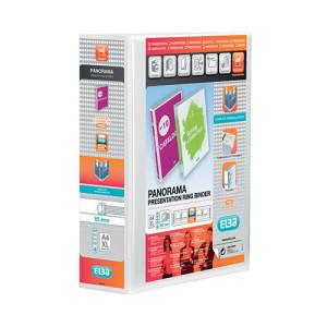 Elba Panorama 65mm 4 D-Ring Presentation Binder A4 White (4 Pack) 400008673