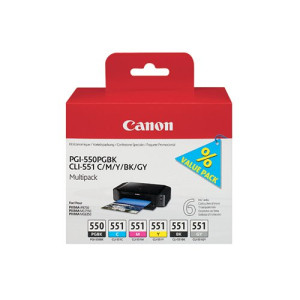 Canon PGI-550/CLI-551 Inkjet Cartridge Multipack PGBK/C/M/Y/BK/G 6496B005