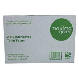Maxima Bulk Pack Toilet Tissue 2-Ply 250 Sheets White (Pack of 36) KMAX2067
