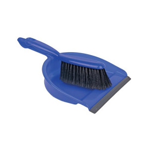Dustpan and Brush Set Blue (Rubber lipped edge and soft bristled handle) 102940BU