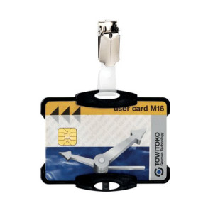 Durable Dual Security Pass Holder with Clip 54x85mm Black (Pack of 25) 8118/01