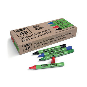 Show-me Drywipe Markers Medium Tip Slim Barrel Assorted (Pack of 48) CP48A