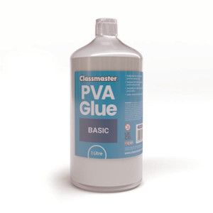 Classmaster White Washable Blue Label PVA Glue 1L Bottle with Screw Cap PVA1000BU