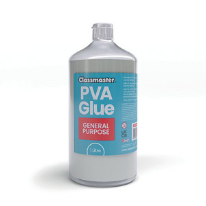 Classmaster White Washable Red Label PVA Glue 1L Bottle with Screw Cap PVA1000RD