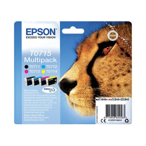Epson T0715 Ink DURABrite Ultra Cheetah Multipack CMYK C13T07154012