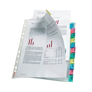 Esselte 12-Tab Index Pocket A4 Assorted 414170