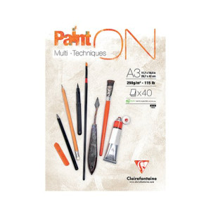 Clairefontaine Paint On Pad 250gsm Paper 40 Sheets A3 (Pack of 2) 96536C