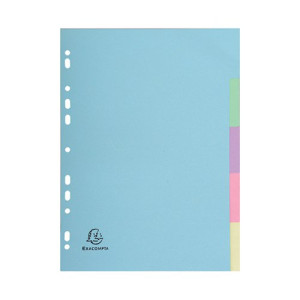 Exacompta Recycled Dividers 5-Part A4 Pastel 1605E
