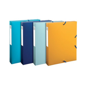 Exacompta Bee Blue Box File 40mm Spine PP A4 Assorted (Pack of 8) 59140E