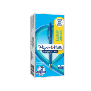 PaperMate Flexgrip Ultra Retractable Ballpoint Pen Medium Blue (Pack of 12) S0190433