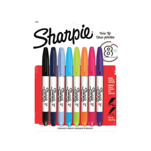 Sharpie Permanent Marker Twin Tip Assorted (Pack of 8) 2065409