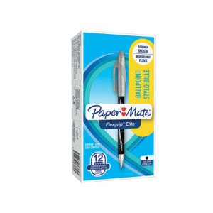 PaperMate Flexgrip Elite Retractable Ballpoint Pen Medium Black (Pack of 12) S0767600