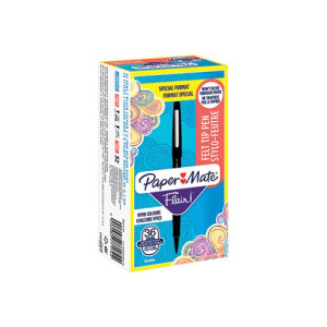 PaperMate Flair Felt Tip Pens Medium Black (Pack of 36) 2077174