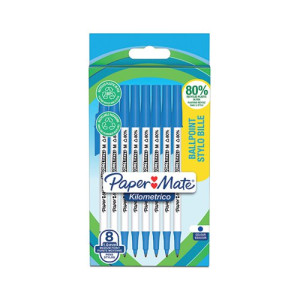 PaperMate Kilometrico Ballpoint Pen Medium 1.0mm Blue (Pack of 8) 2187679