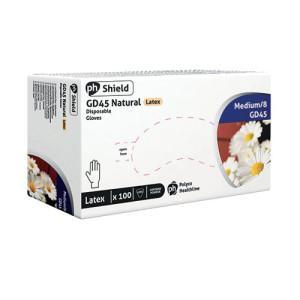 Shield Powdered Latex Gloves Medium Natural (Pack of 100) GD45