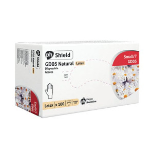 Shield Powder-Free Latex Gloves Small Natural (Pack of 100) GD05