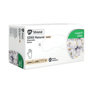 Shield Powder-Free Latex Gloves Large Natural (Pack of 100) GD05
