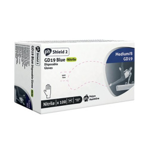 Shield Powder-Free Nitrile Gloves Medium Blue (Pack of 100) GD19