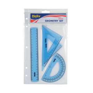 Helix Geometry 4 Tool Set (Includes scale ruler, 2 x set squares and protractor) Q88100