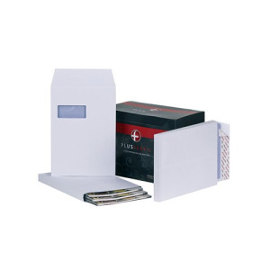 Plus Fabric Gusset C4 Envelopes Window Peel and Seal 120gsm White (Pack of 100) C27566